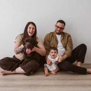 servizio fotografico di famiglia con animale domestico